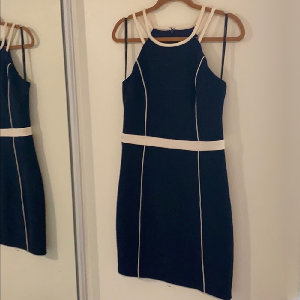 Mini Navy dress with white stripe